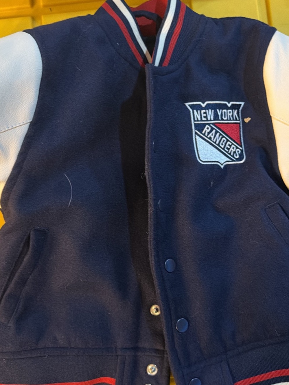 Mitchell & Ness Navy and White New York Rangers Kids Jacket